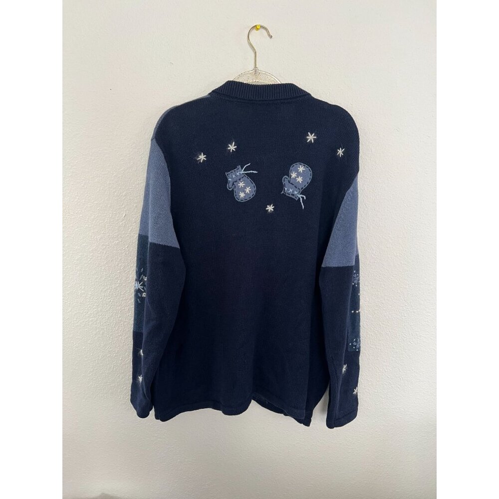 Northcrest Cardigan Sweater Women's 2XL Wool Blend Ski Holiday Lodge Snowman - Picture 2 of 11